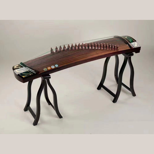 LANDTOM High level Dalbergia cochinchinensis（酸枝木）Wood （实木）Travel Guzheng(135cm) with silk painting For Adults/Children/Senior/Intermediate/Beginner (A)