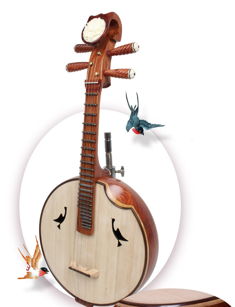 LANDTOM Selected Burmese Rosewood (Dalbergia oliveri) Zhongruan Professional Performance Grade with Paulownia Soundboard, Cutaway Body, Peony Headstock