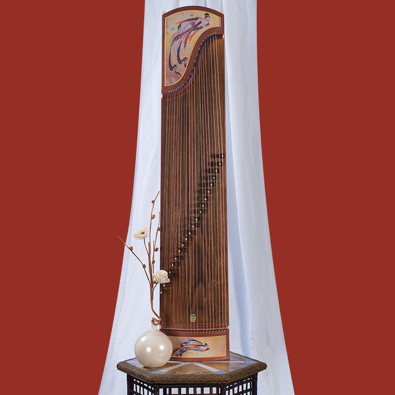 Dunhuang Guzheng 694B-R Apsaras Qin Rhyme 敦煌牌飞天秦韵(乐舞) Tessmannia (African Rosewood)特氏古夷苏木 Professional Performance Grade 21-String Chinese Zither Traditional Instrument for Advanced Players