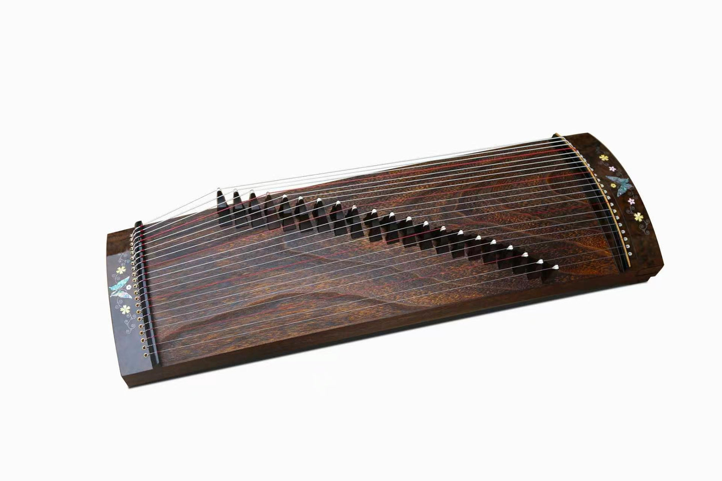 LANDTOM 100cm/39.4in "Butterfly Reverie" Portable Guzheng, Professional Thick-Carved Mini Guzheng 厚挖筝, Grade A Lankao Paulownia Soundboard, Burl Wood Trim Small Guzheng
