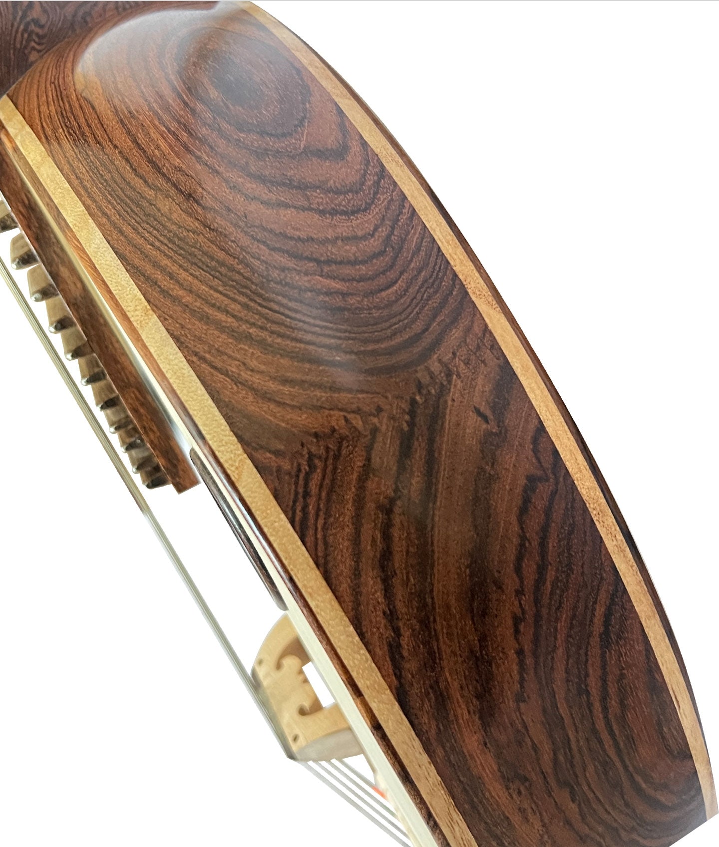 LANDTOM Golden Sandalwood Zhongruan Professional Performance Grade with Paulownia Soundboard, Cutaway Body, Peony Headstock & Bird-Shaped Sound Holes