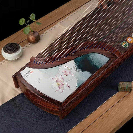 LANDTOM High level Dalbergia cochinchinensis（酸枝木）Wood Guzheng(163cm) with Hand-Carved Craftwork For Adults/Children/Senior/Intermediate/Beginner (A)