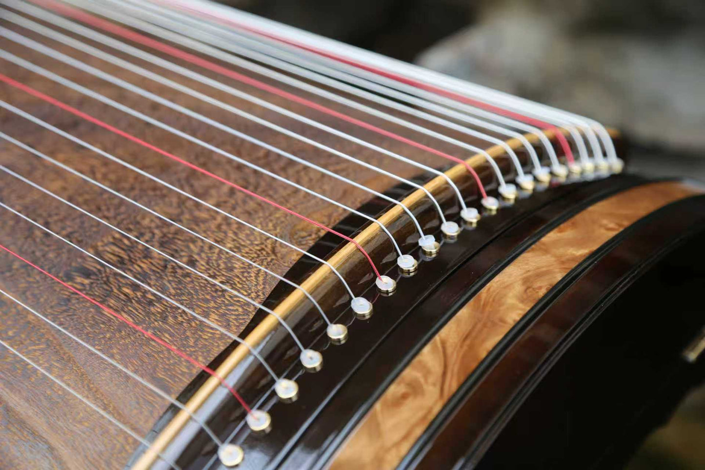 LANDTOM Pure Strings 100cm/39.4in Portable Small Guzheng Professional Performance & Examination Grade with One-Piece Hollow-Carved Rosewood Body, Piano Gloss Finish Mini Guzheng