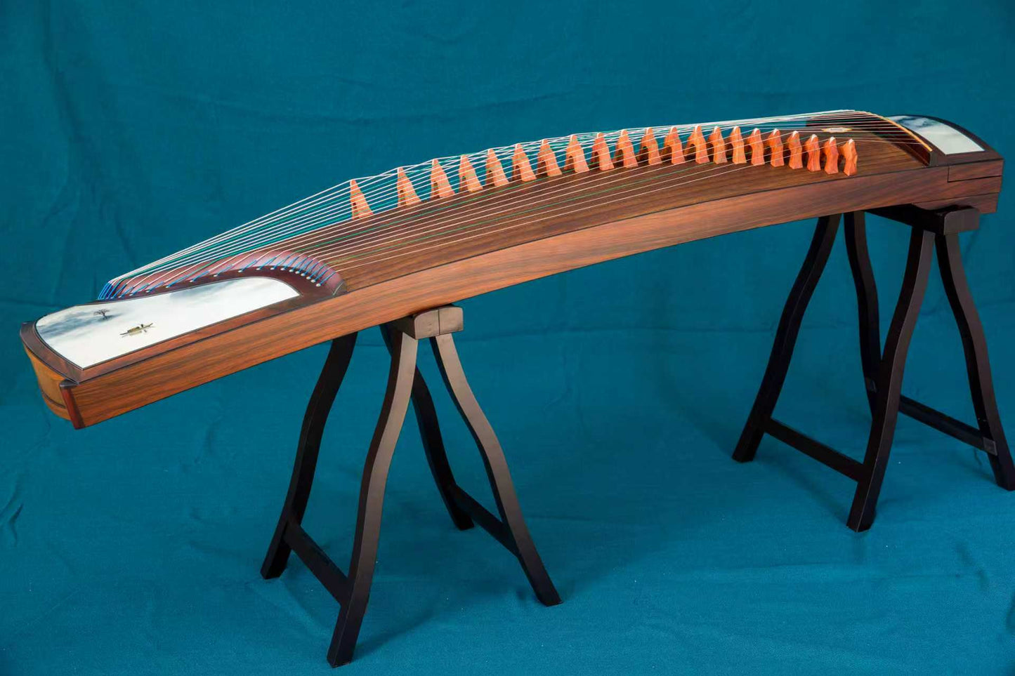 LANDTOM Serene Journey 163cm/64.2in Professional Guzheng with Broadleaf Rosewood, Paulownia Soundboard, Hand-Painted Artwork & Performance Grade