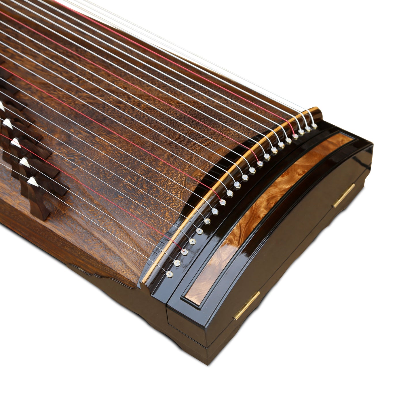 LANDTOM Pure Strings 100cm/39.4in Portable Small Guzheng Professional Performance & Examination Grade with One-Piece Hollow-Carved Rosewood Body, Piano Gloss Finish Mini Guzheng