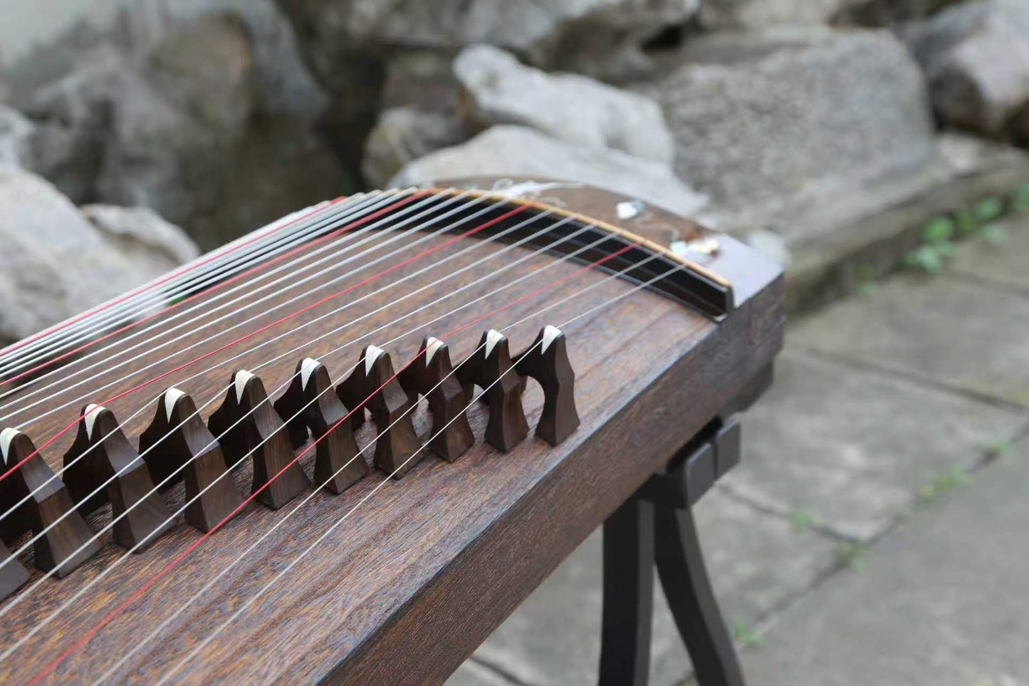 LANDTOM 100cm/39.4in "Forest Serenade" Portable Guzheng, Professional Thick-Carved Mini Guzheng 厚挖筝, Grade A Lankao Paulownia Soundboard, Burl Wood Trim Small Guzheng