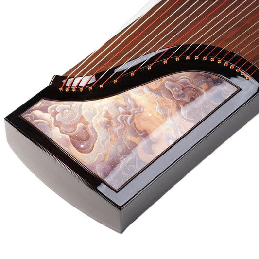 Zhuque朱雀 Series 6 Cloud Horizon Professional Guzheng with Premium Lankao Paulownia Soundboard, Ebony Trim, Ebony Bridges & One-Piece Hollow-Carved Construction