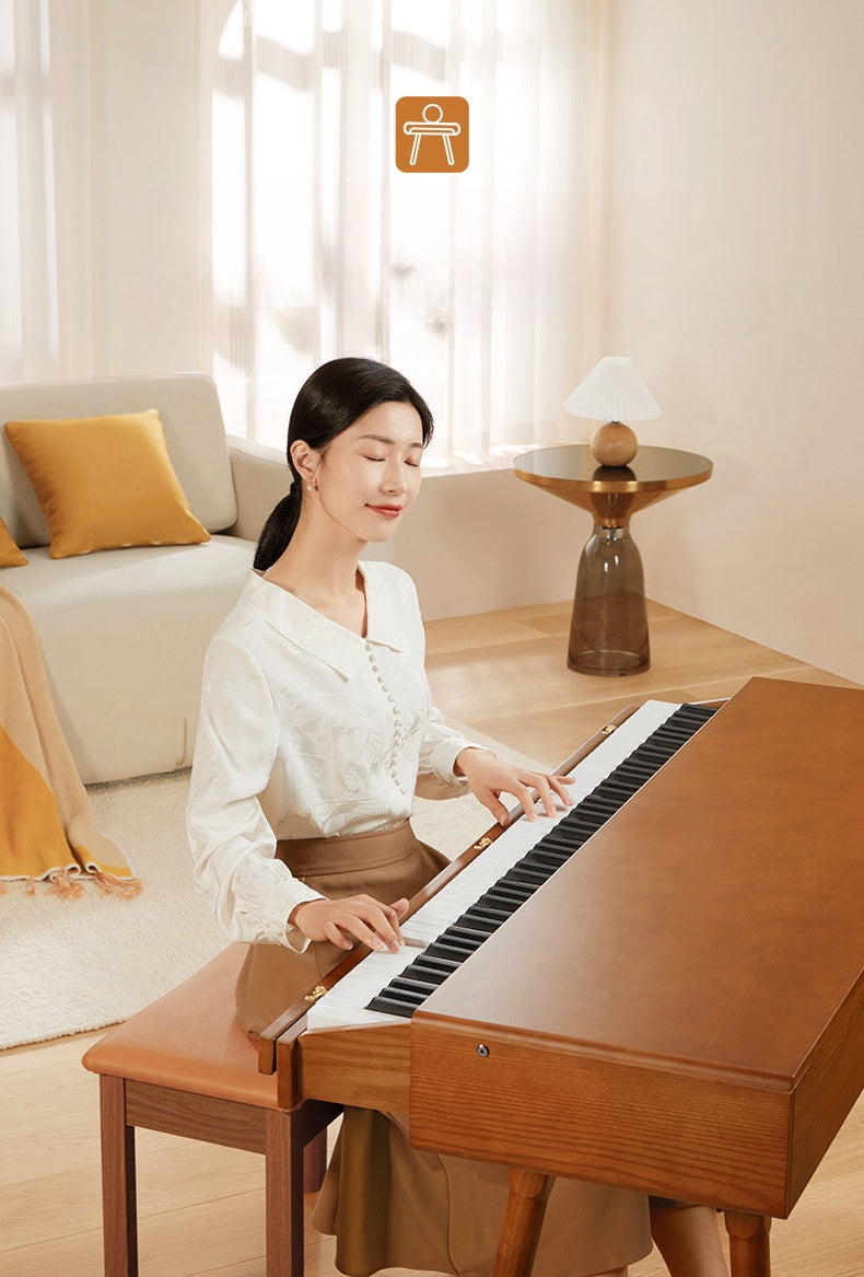 LANDTOM DD-8910 88-Key Solid Wood Drawer Digital Keyboard Piano With Stand, Multifunctional Desk Type Wooden Electric Hammer Weighted Full Size Keyboard Piano With 3-Pedal