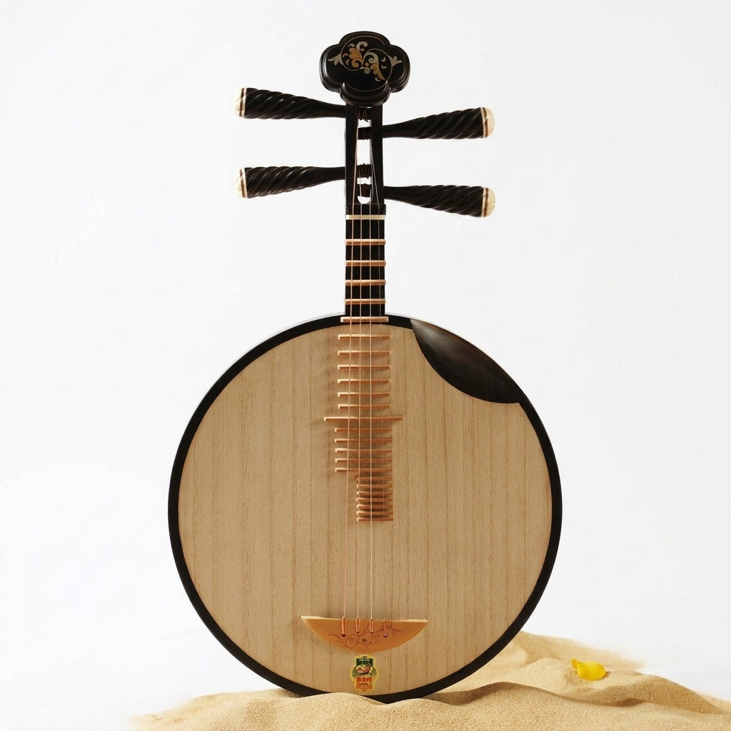 Dunhuang敦煌 24656KP "Dunhuang Reverie" Professional Ebony Yueqin, Paulownia Soundboard, Ebony Tuning Pegs, Folk & Peking Opera Chinese Moon Guitar