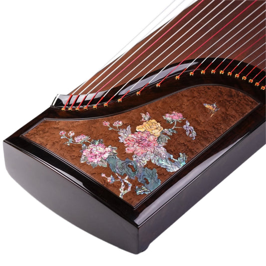 Zhuque朱雀 Series 8 "National Elegance" Professional Performance Guzheng with Selected Premium-Grade Lankao Paulownia Soundboard, One-Piece Hollow-Carved Construction, Mother-of-Pearl Inlay, Black Walnut Body & Ebony Bridges