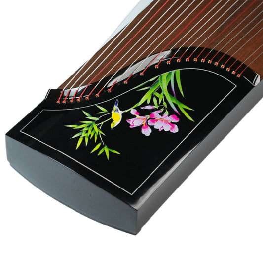 Zhuque朱雀 Series 5 Blossom Grace Professional Guzheng with Premium Lankao Paulownia Soundboard, Red Sandalwood Body, Ebony Bridges & Hollow-Carved Construction