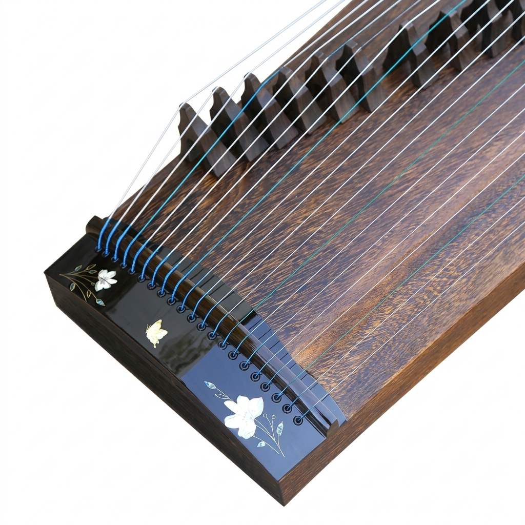 LANDTOM 88cm/34.6in "Jade Whisper" Portable Guzheng, Professional Thick-Carved Mini Guzheng 厚挖筝, Grade A Lankao Paulownia Soundboard, Ebony Trim, Mother-of-Pearl Inlay Small Guzheng