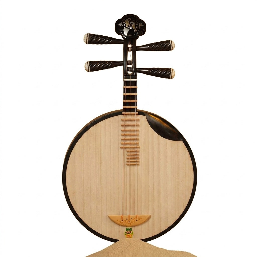 Dunhuang敦煌 24656KP "Dunhuang Reverie" Professional Ebony Yueqin, Paulownia Soundboard, Ebony Tuning Pegs, Folk & Peking Opera Chinese Moon Guitar
