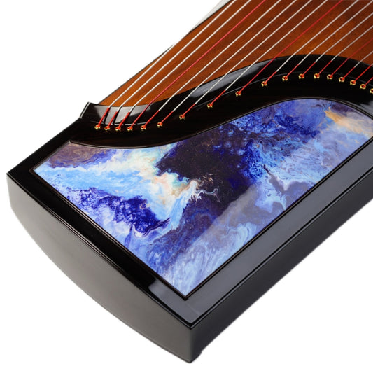 Zhuque朱雀 Azure Drift Professional Guzheng with Premium Lankao Paulownia Soundboard, African Rosewood Body, Ebony Bridges & Hollow-Carved Construction