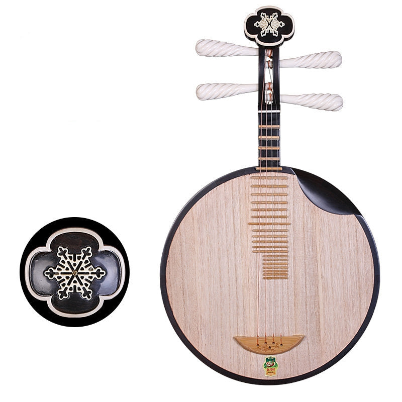 Dunhuang敦煌 656K Professional Ebony Yueqin, Paulownia Soundboard, Camel Bone Twisted Tuning Pegs, Xuemei Headstock, Folk & Peking Opera Chinese Moon Guitar
