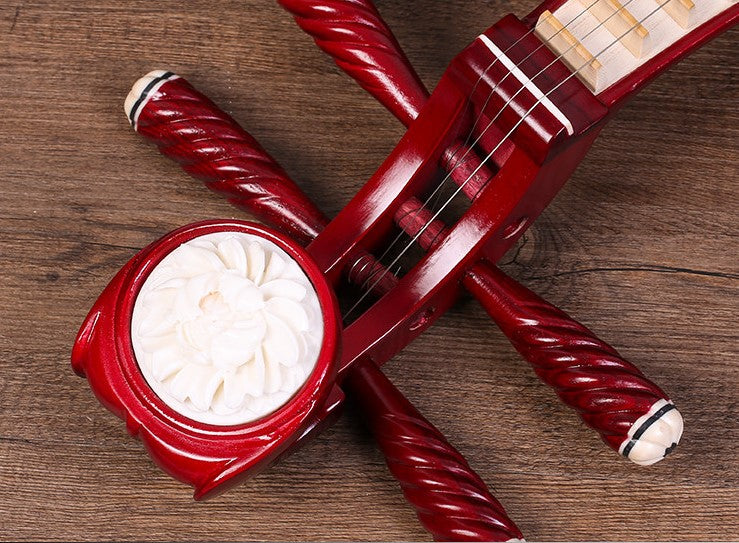LANDTOM Beginner Liuqin with Paulownia Soundboard, Hongmu Hardwood Body & Peony Headstock, 4-String Traditional Chinese Mandolin for Students and Entry-Level Players