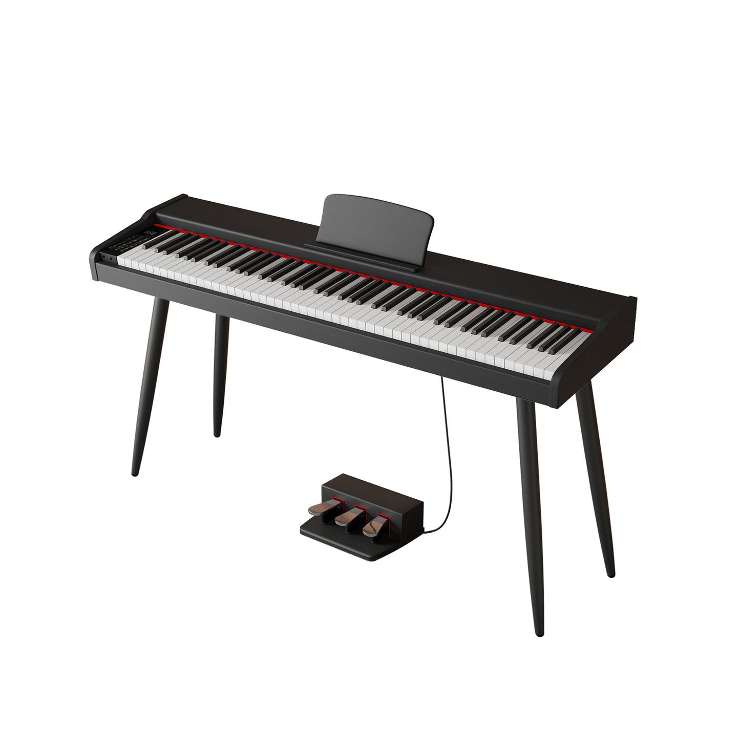 LANDTOM DDT-5130 88-Key Digital Keyboard Piano, Wooden Electric Hammer Weighted Full Size Keyboard Piano, with 3-Pedal, MIDI Connection, Multi-Functional Keyboard and Stand (Black)
