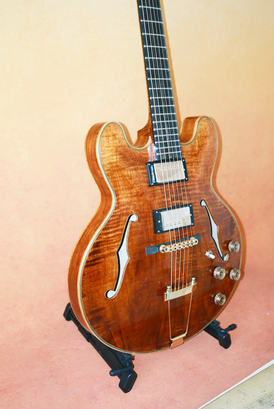 LANDTOM Handcraft Luthier ES335 Archtop Jazz Guitar Hollow Body Components & Kits with Maple Neck Ebony Fingerboard Spruce Top For Professional Players And Jazz Lovers