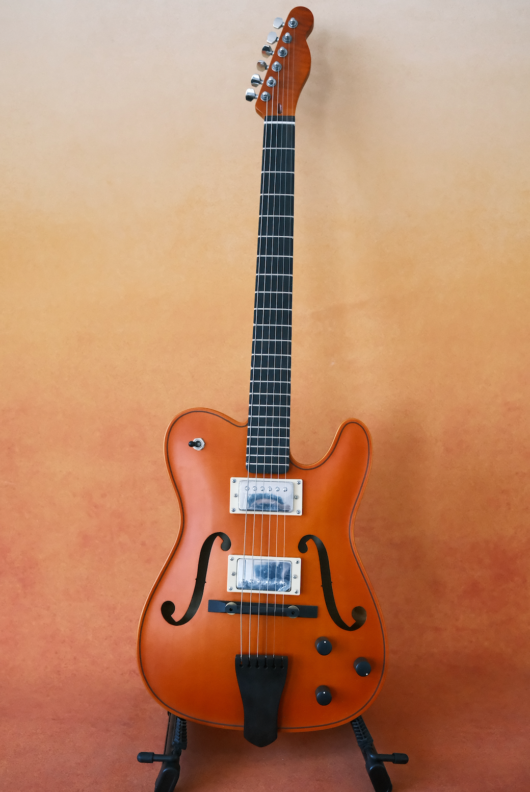LANDTOM Violinstyle Tele Electric Guitar for Type Carved Maple Spruce Top Jazz Hollow Body Archtop Ebony