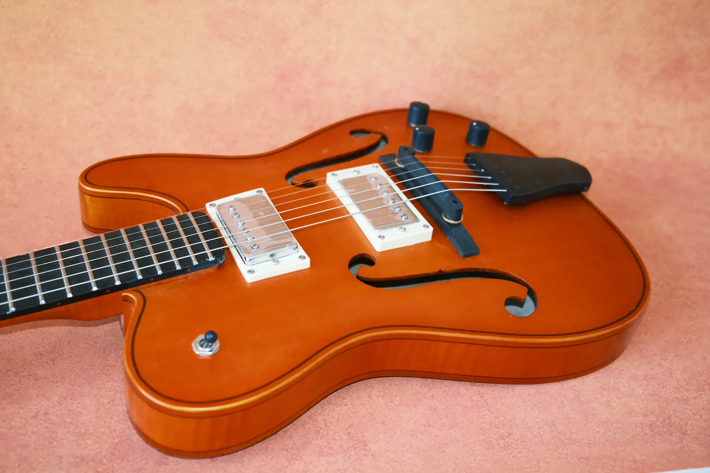 LANDTOM Violinstyle Tele Electric Guitar for Type Carved Maple Spruce Top Jazz Hollow Body Archtop Ebony
