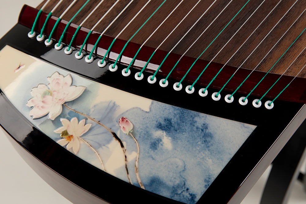 LANDTOM High level Dalbergia Cochinchinensis（酸枝木）Wood （实木）Travel Guzheng(135cm) with silk painting For Adults/Children/Senior/Intermediate/Beginner
