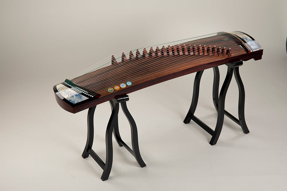 LANDTOM High level Dalbergia Cochinchinensis（酸枝木）Wood （实木）Travel Guzheng(135cm) with silk painting For Adults/Children/Senior/Intermediate/Beginner
