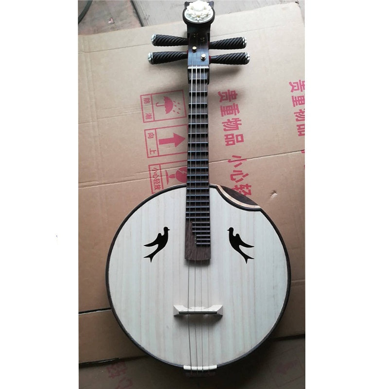 LANDTOM Wenge Wood Zhongruan Professional Performance Grade with Paulownia Soundboard, Cutaway Body, Peony Headstock & Bird-Shaped Sound Holes