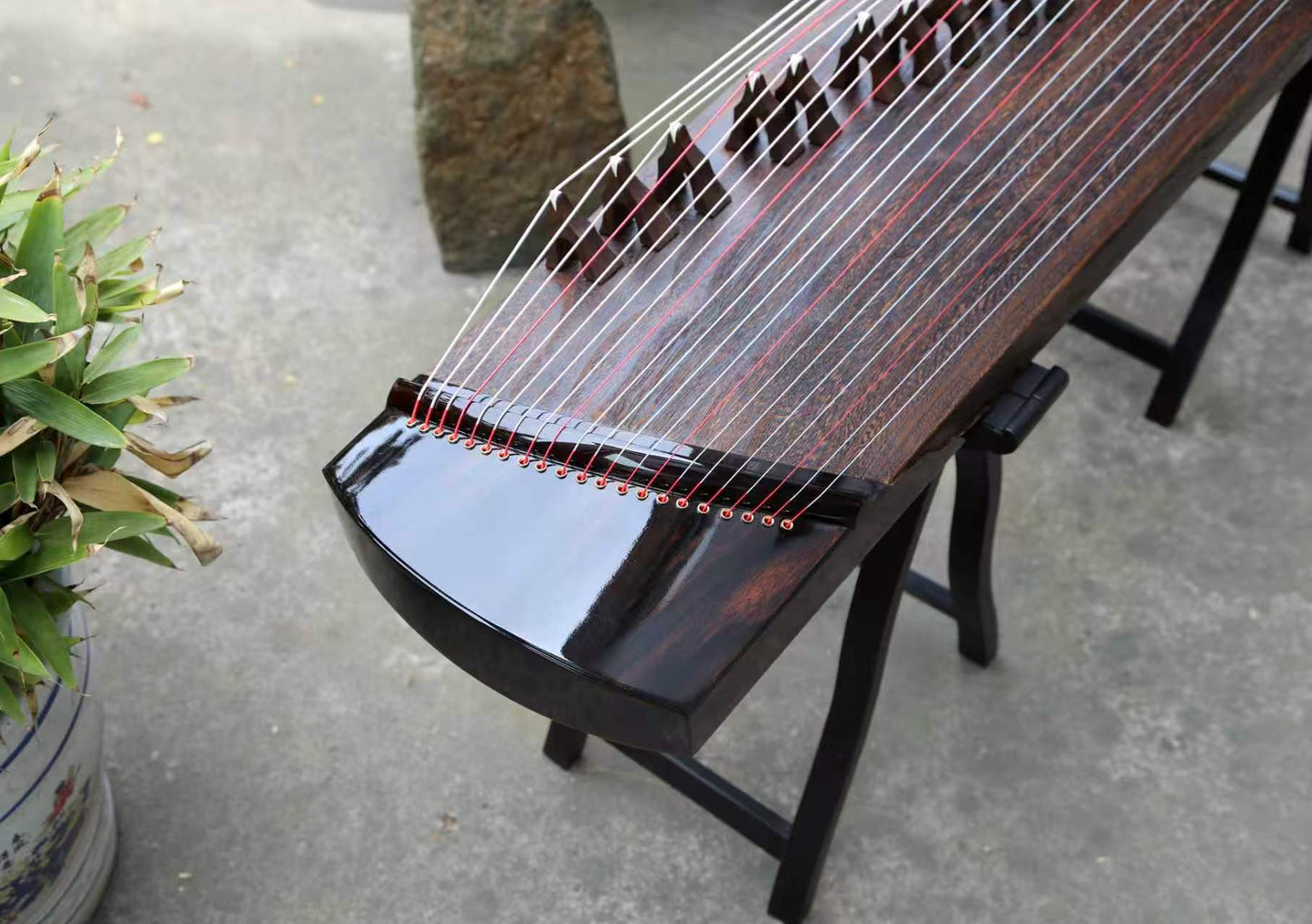 LANDTOM 130cm/51.2in "Moonlit Resonance" Portable Guzheng, Professional Thick-Carved Mini Guzheng 厚挖筝, Grade A Lankao Paulownia Soundboard, Ebony Trim Small Guzheng