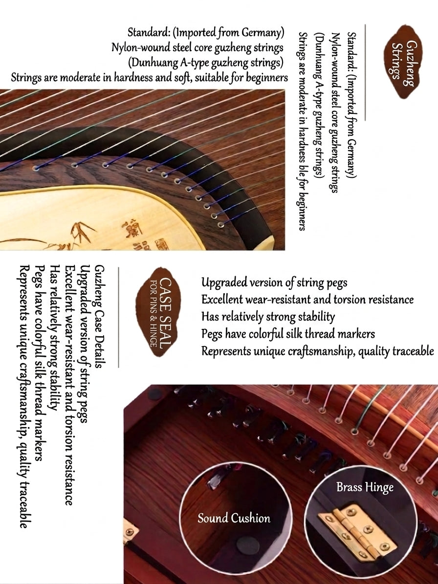 Dunhuang Entry Level Lan Yun You Meng – Orchid's Dreamy Rhyme Select-Grade Manchurian Ash Guzheng 689E-NJ 敦煌牌兰韵幽梦 for Begginers