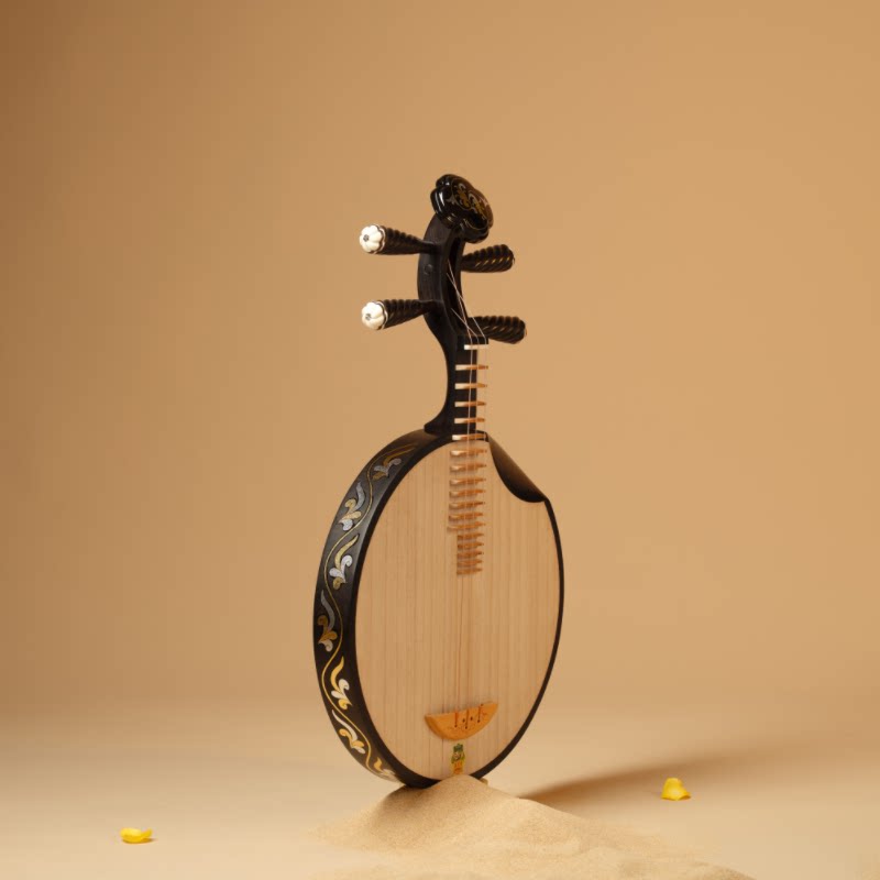 Dunhuang敦煌 24656KP "Dunhuang Reverie" Professional Ebony Yueqin, Paulownia Soundboard, Ebony Tuning Pegs, Folk & Peking Opera Chinese Moon Guitar