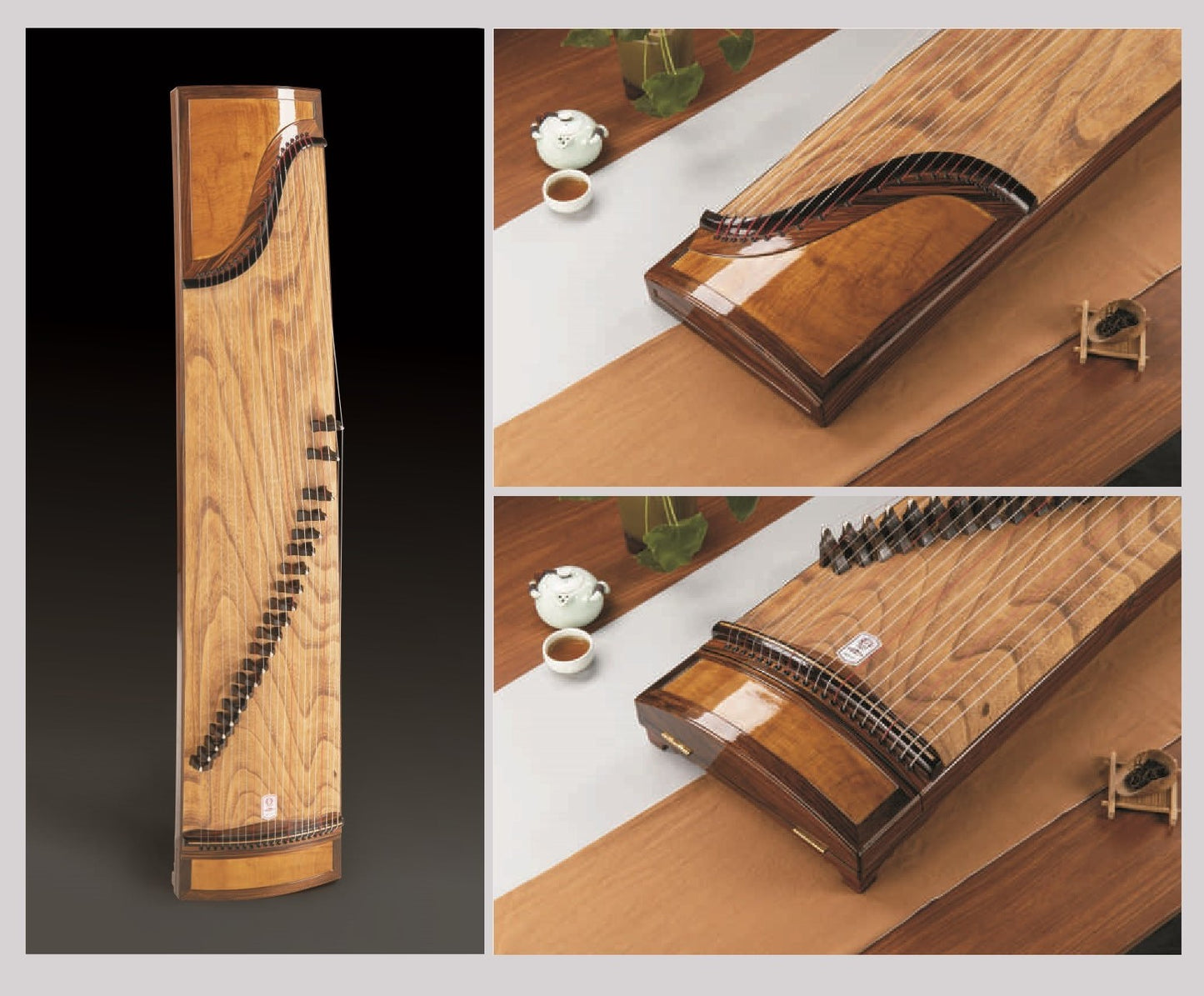 Longyin龙音 Celestial Radiance穹光 S-158 Professional 163 cm/64.2” Guzheng with Broadleaf Rosewood Body, Golden Nanmu Accents & Grade-A Lankao Paulownia Soundboard, 21-String Chinese Zither