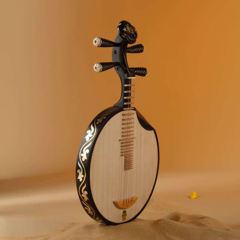 Dunhuang敦煌 24656KP "Dunhuang Reverie" Professional Ebony Yueqin, Paulownia Soundboard, Ebony Tuning Pegs, Folk & Peking Opera Chinese Moon Guitar
