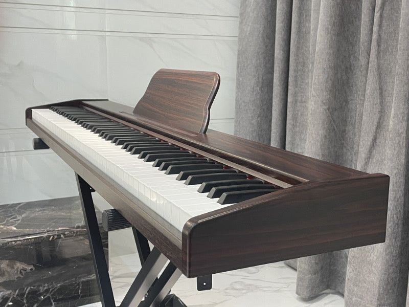 LANDTOM Walnut color DDP-80 Digital Piano Keyboard 88 Keys Weighted, Hammer Action II, Home Electric Piano Full Size with Stand, Triple Pedal, MIDI Connecting and Headphone Interface