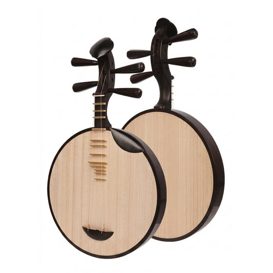 LANDTOM Handcrafted Professional African Blackwood Peking Opera Yueqin with Paulownia Soundboard, Cutaway Body, Traditional Chinese Moon Guitar for Performance