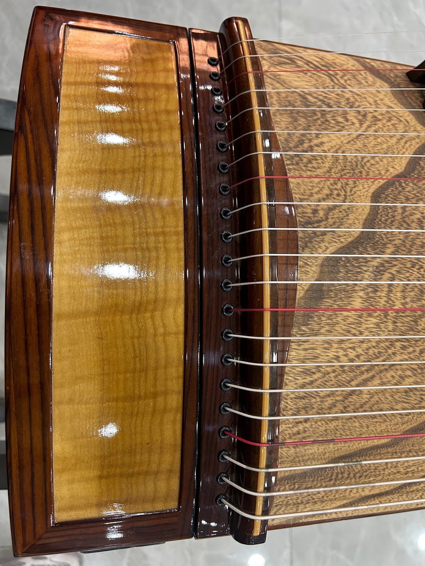Longyin龙音 Celestial Radiance穹光 S-158 Professional 163 cm/64.2” Guzheng with Broadleaf Rosewood Body, Golden Nanmu Accents & Grade-A Lankao Paulownia Soundboard, 21-String Chinese Zither