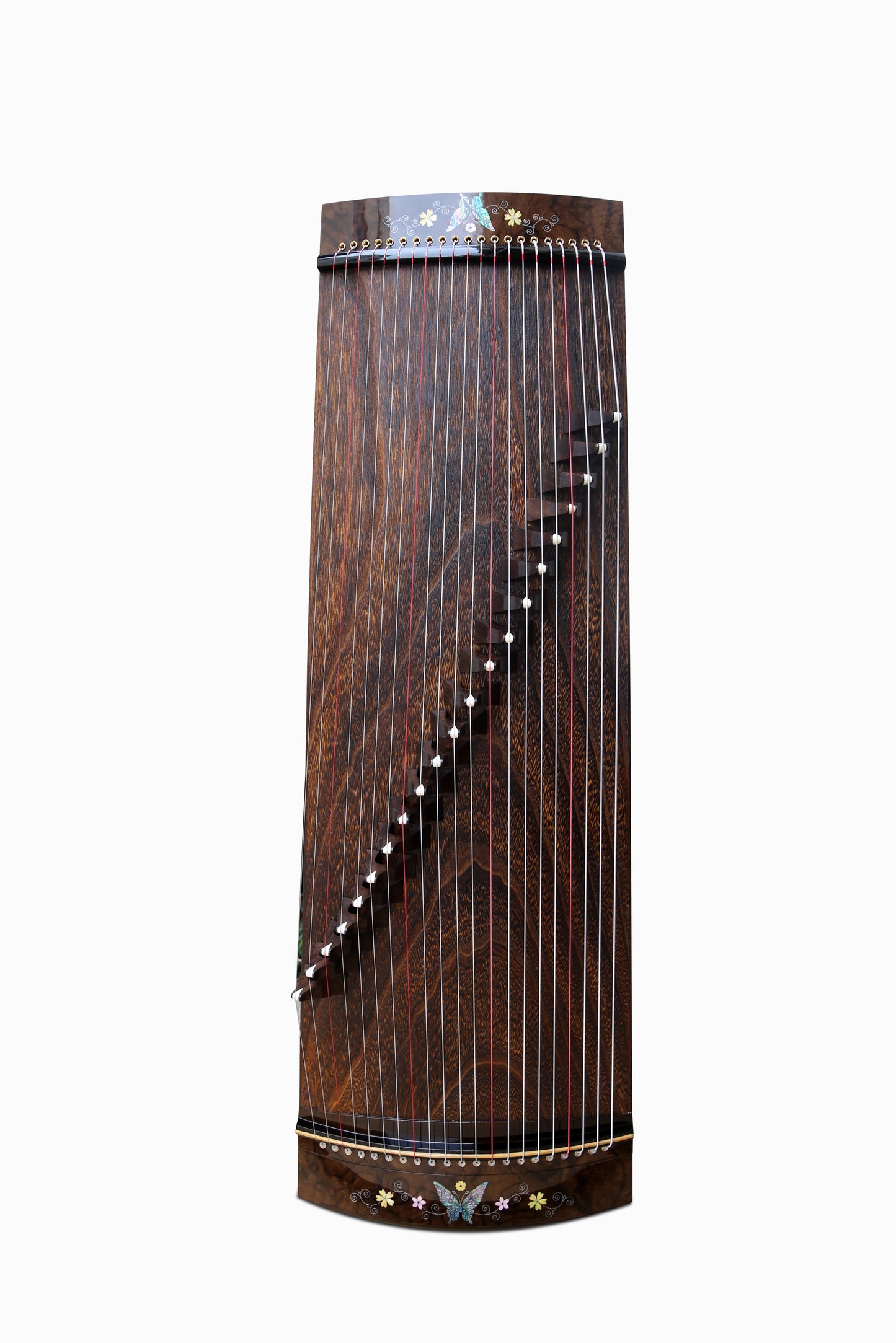 LANDTOM 100cm/39.4in "Butterfly Reverie" Portable Guzheng, Professional Thick-Carved Mini Guzheng 厚挖筝, Grade A Lankao Paulownia Soundboard, Burl Wood Trim Small Guzheng