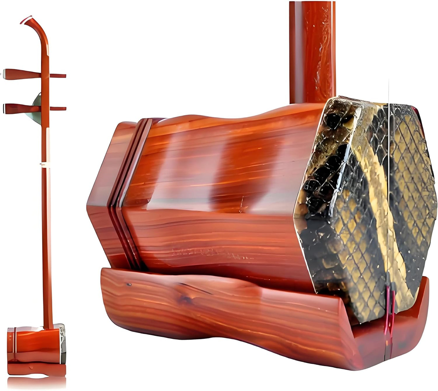 Huqiu 5118 Erhu Red Sandalwood – Professional Chinese Two-String Instrument for Beginners & Intermediate Players with Huqiu Hard Case