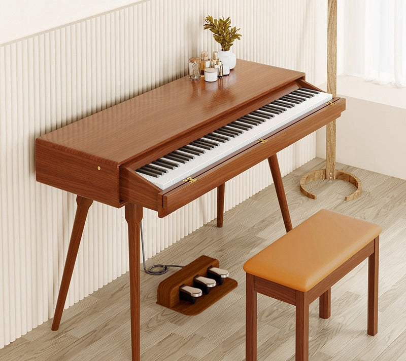 LANDTOM DD-8910 88-Key Solid Wood Drawer Digital Keyboard Piano With Stand, Multifunctional Desk Type Wooden Electric Hammer Weighted Full Size Keyboard Piano With 3-Pedal