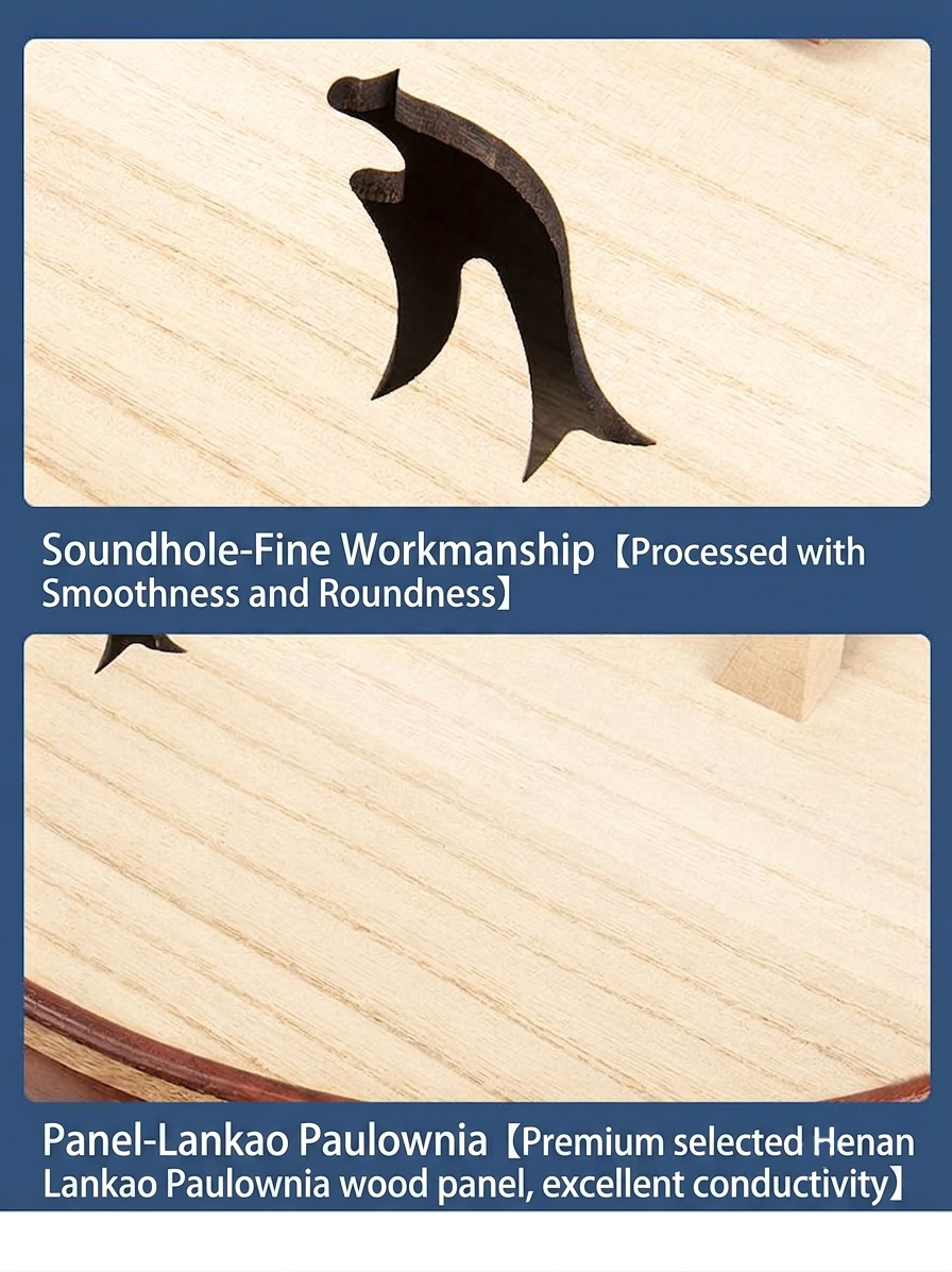 LANDTOM Rosewood Zhongruan Intermediate Performance & Examination Grade with Paulownia Soundboard, Rounded Body, Peony Headstock & Bird-Shaped Sound Holes