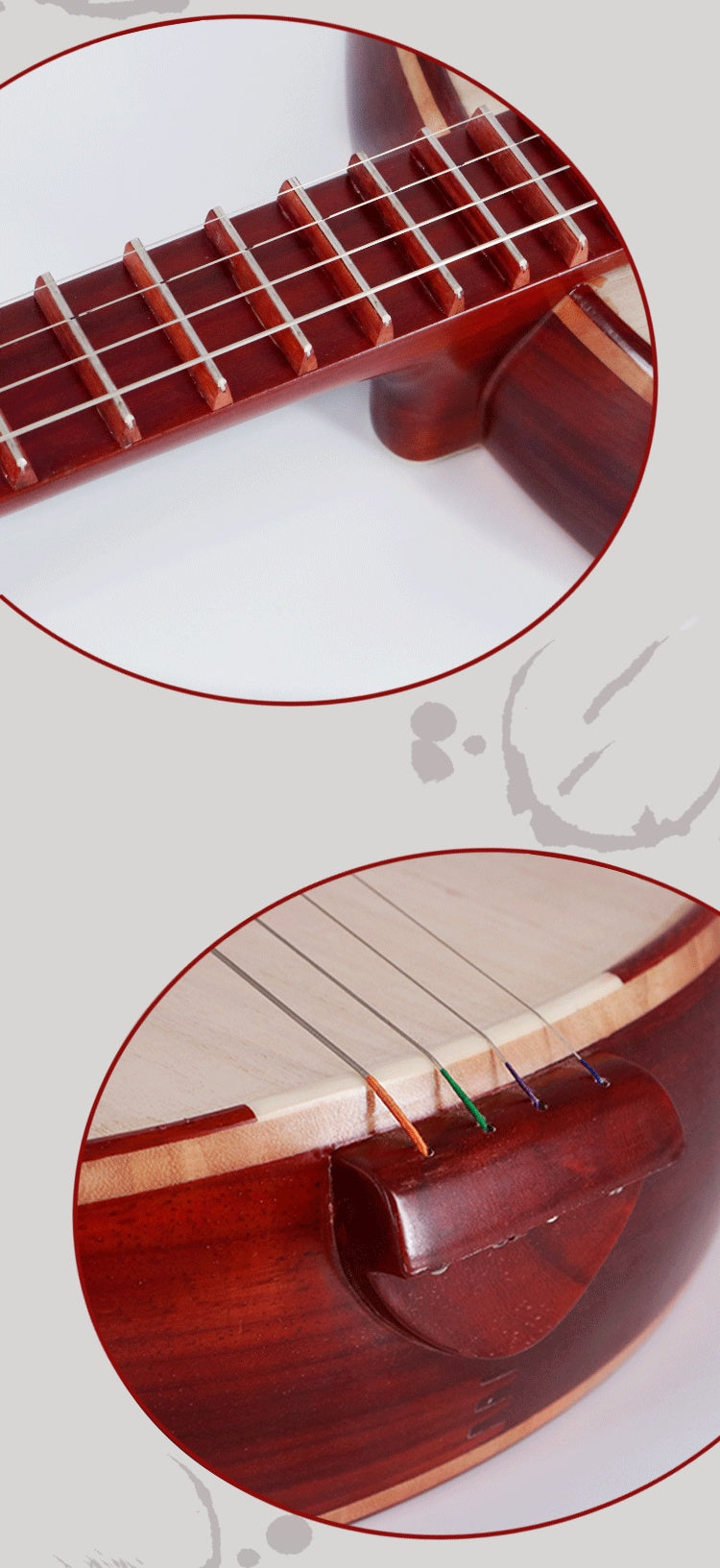 LANDTOM Rosewood Zhongruan Intermediate Performance & Examination Grade with Paulownia Soundboard, Cutaway Body, Peony Headstock & Round Sound Holes