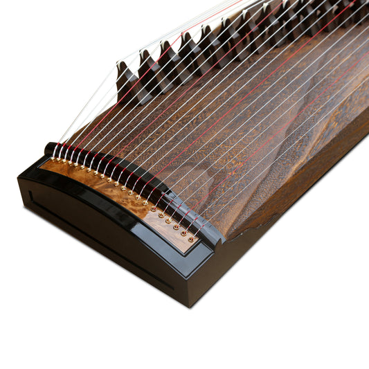 LANDTOM Pure Strings 100cm/39.4in Portable Small Guzheng Professional Performance & Examination Grade with One-Piece Hollow-Carved Rosewood Body, Piano Gloss Finish Mini Guzheng