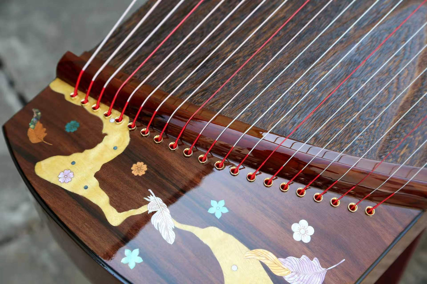LANDTOM 130cm/51.2in "Silent Peaks" Portable Guzheng, Professional Performance Mini Guzheng, One-Piece Carved 整挖筝 Paulownia Soundboard, Rosewood Trim Small Guzheng