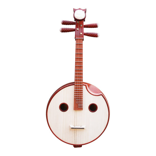 LANDTOM Rosewood Zhongruan Intermediate Performance & Examination Grade with Paulownia Soundboard, Cutaway Body, Peony Headstock & Round Sound Holes