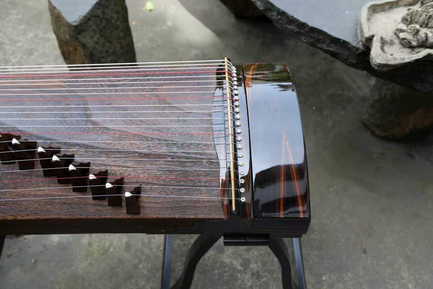 LANDTOM 130cm/51.2in "Moonlit Resonance" Portable Guzheng, Professional Thick-Carved Mini Guzheng 厚挖筝, Grade A Lankao Paulownia Soundboard, Ebony Trim Small Guzheng
