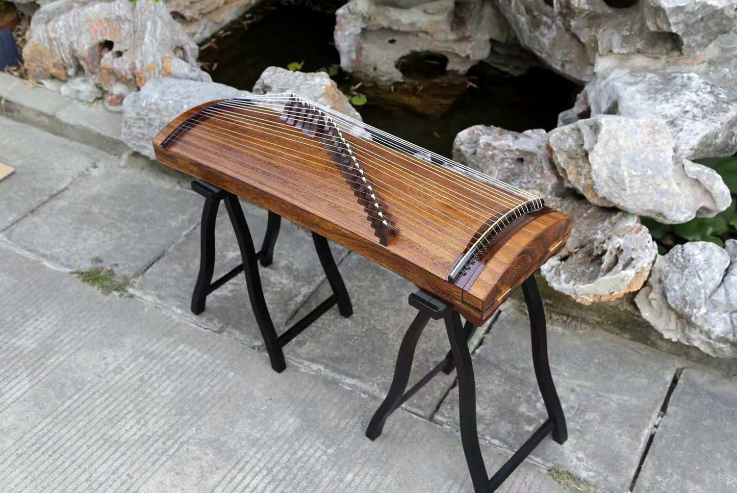 LANDTOM 100cm/39.4in "Pure Tone" Portable Guzheng, Professional One-Piece Carved Mini Guzheng 整挖筝, Grade A Lankao Paulownia Soundboard, Ebony Trim Small Guzheng
