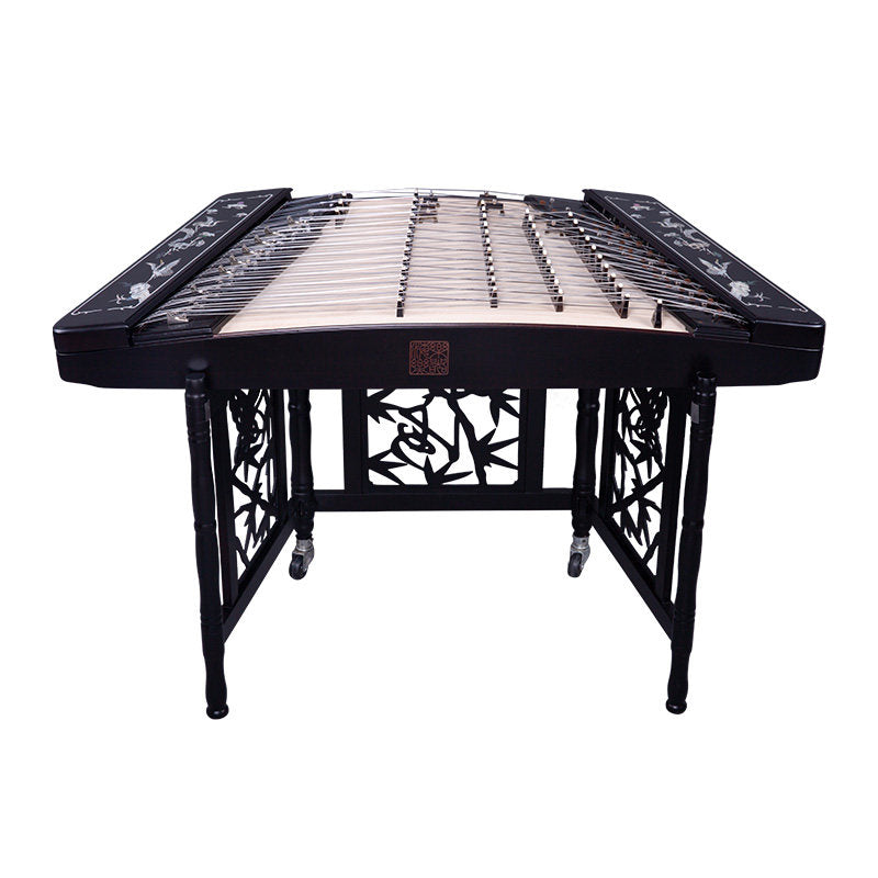 Yuehai（乐海）Brand African Blackwood 402 Shell-Carved Colored Mother-of-Pearl Inlay Pine and Crane (Longevity Motif) Yangqin 626L-A For Professional Examinations and Stage Performance