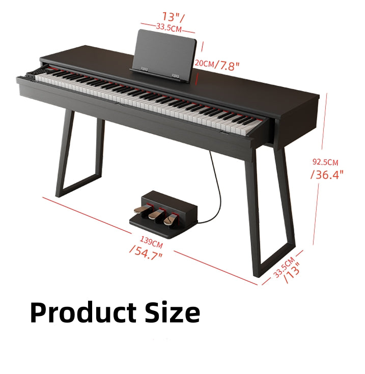 LANDTOM DD8819 88-Key Drawer Digital Keyboard Piano with Stool, Wooden Electric Hammer Weighted Full Size Keyboard Piano With 3-Pedal, MIDI Connection, Multi-Functional Keyboard and Stand