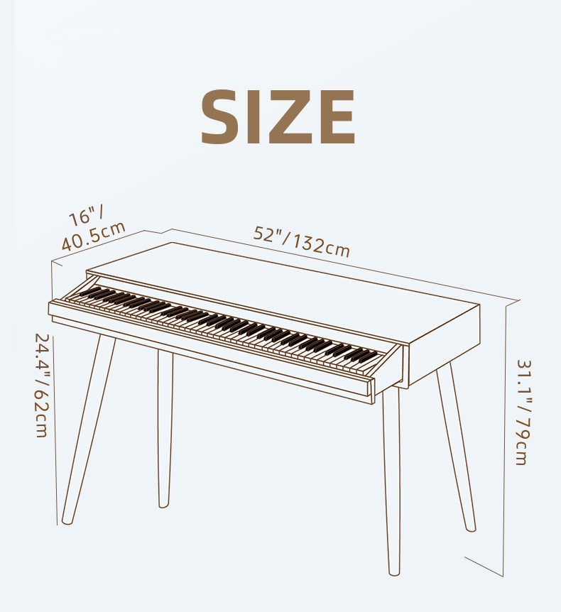 LANDTOM 88-Key Heavy Hammer Beginner Electric Piano Drawer Type Home Desk Electronic Piano（Brown）