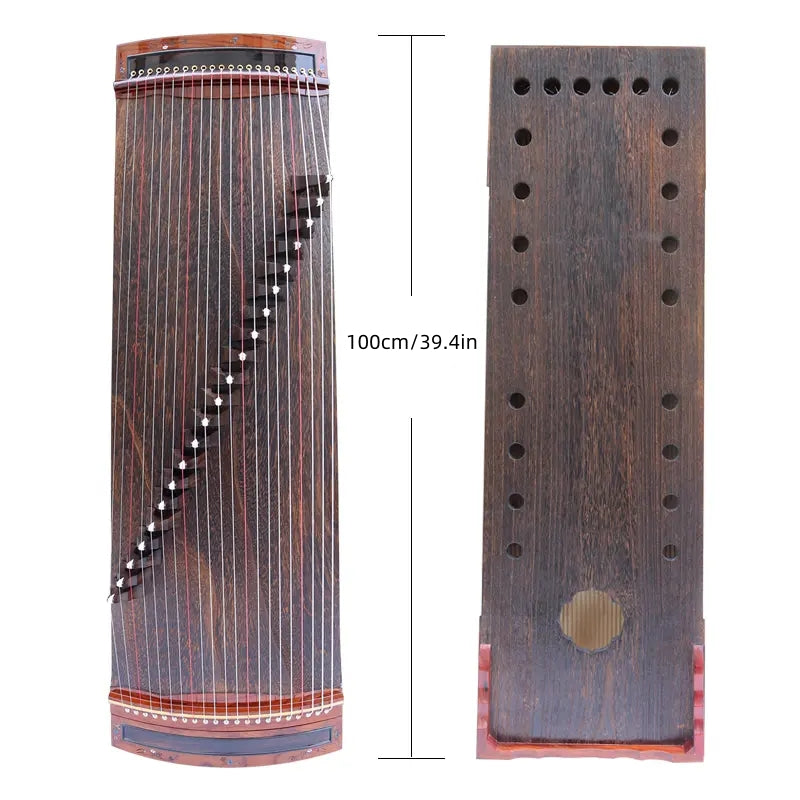 LANDTOM 100cm/39.4in "Magnolia Whisper" Portable Guzheng, Professional One-Piece Carved Mini Guzheng 整挖筝, Grade A Lankao Paulownia Soundboard, Rosewood Trim, Mother-of-Pearl Inlay Small Guzheng
