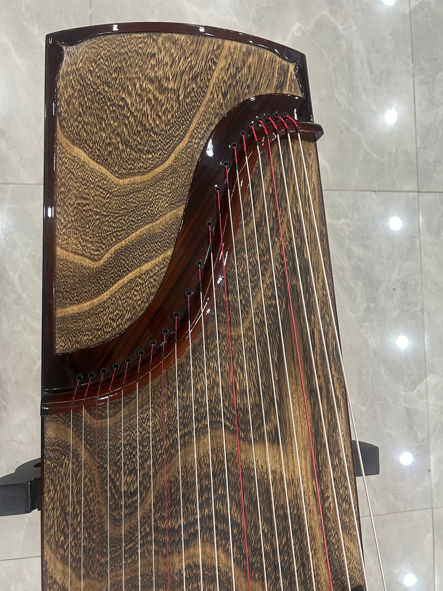 Longyin龙音 Deep Waters Serenity(静水流深) Professional 163 cm/64.2in Guzheng with Selected Rosewood Body, Grade-A Lankao Paulownia Soundboard, Semi-Carved High-Gloss Design, 21-String Chinese Zither